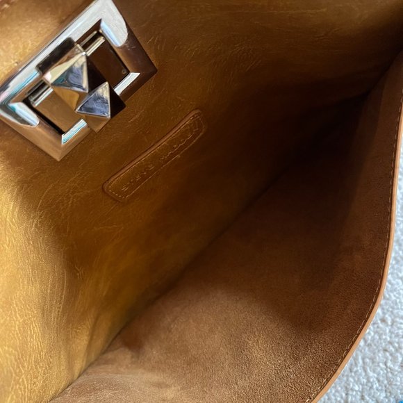 Steve Madden, Leather Crossbody EUC, Gold Spike Accents, Adjustable Strap - Picture 8 of 16